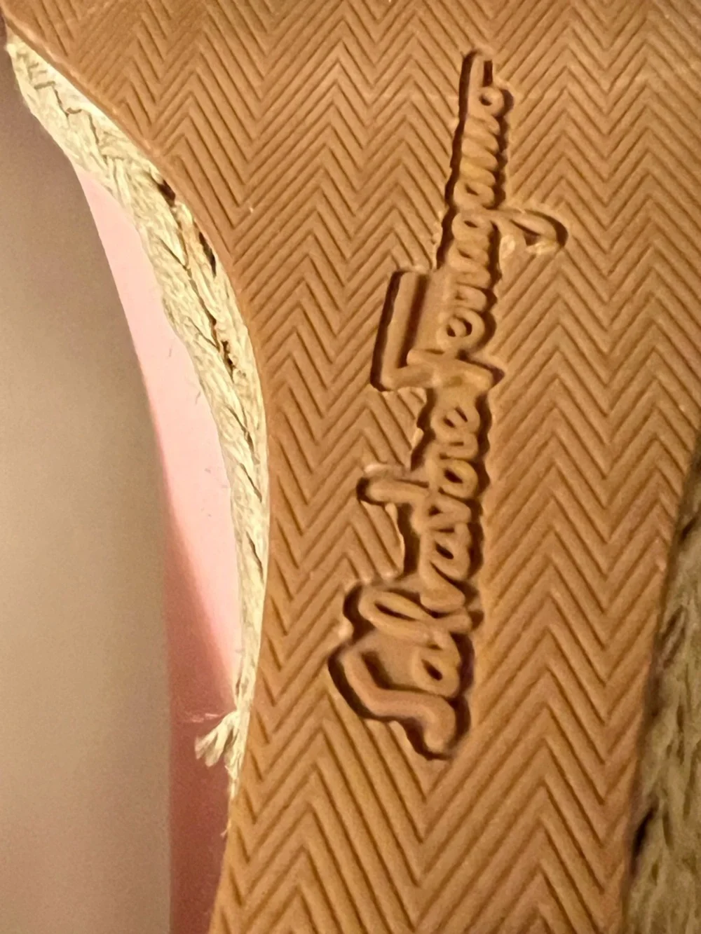 Salvatore Ferragamo 7 1/2 C  Pink Leather Bow Espadrille Wedges Shoes Pumps - Picture 5 of 13